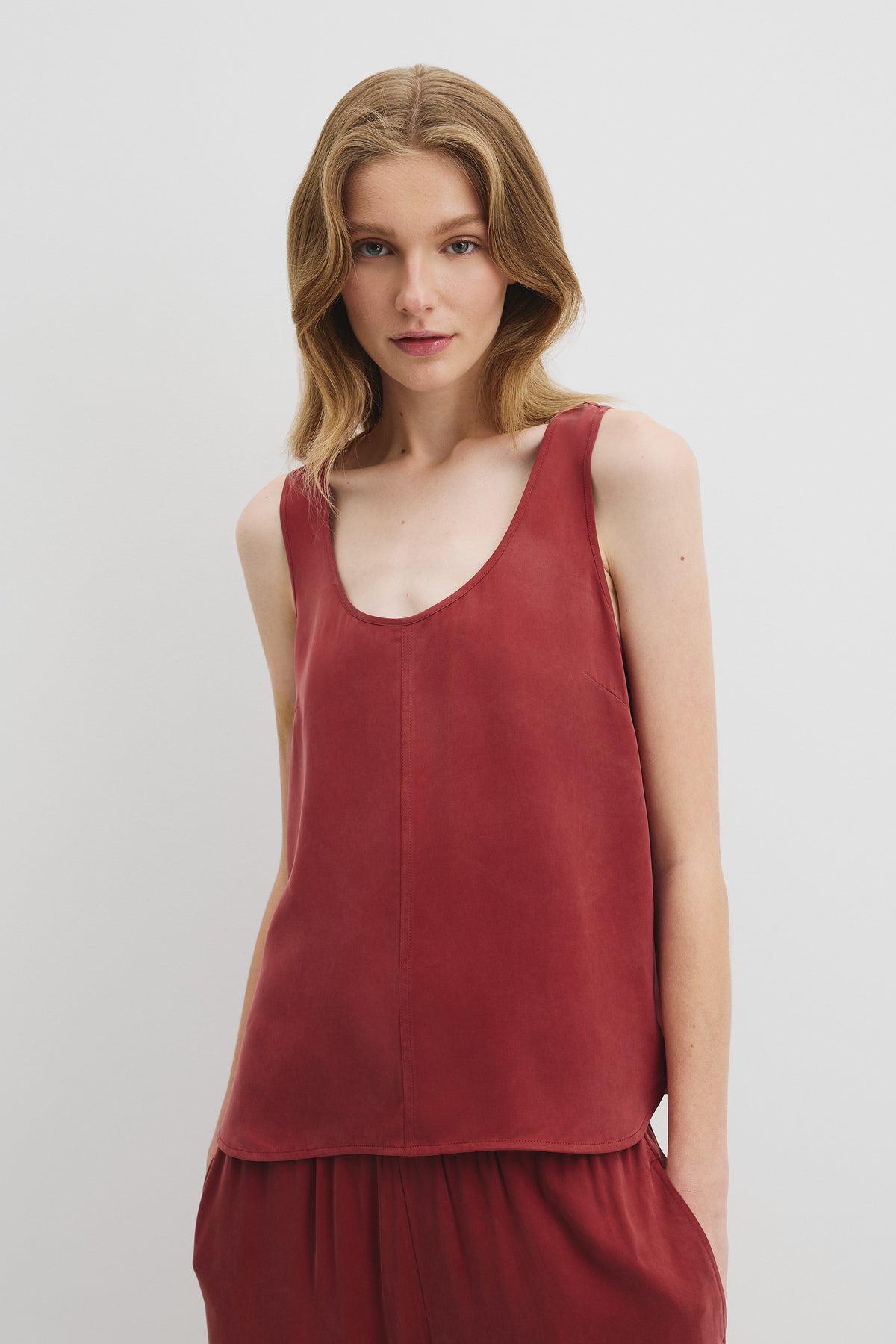 Cupro Scoop Neck Tank