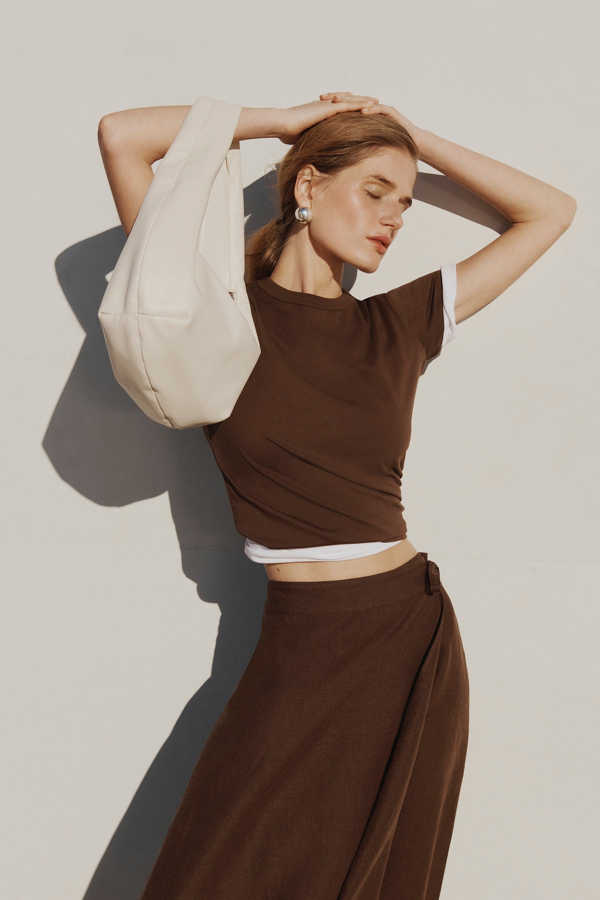 Organically Grown Linen Wrap Midi Skirt