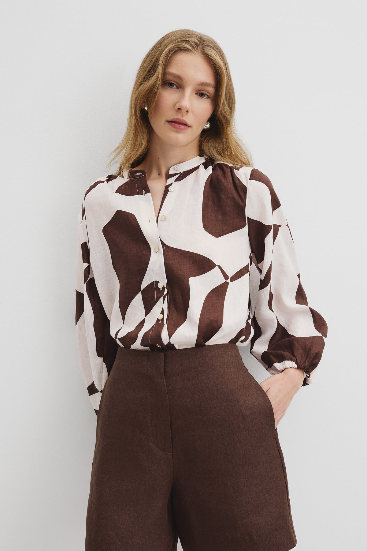 Linen Blouson Blouse
