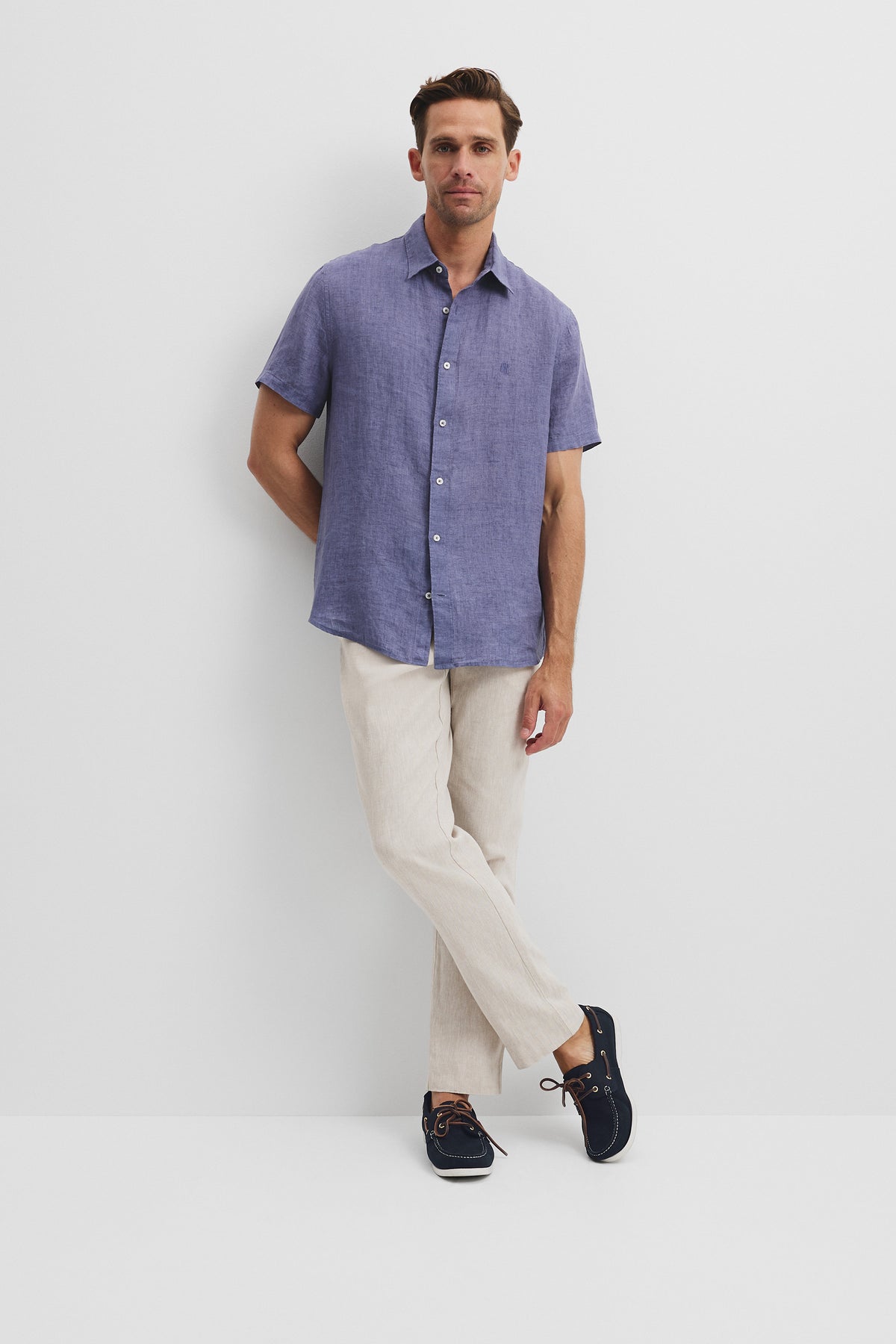 Regular Fit Organically Grown Delave Linen Short Sleeve Shirt