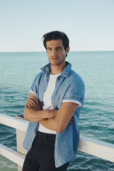 Regular Fit Organically Grown Delave Linen Short Sleeve Shirt