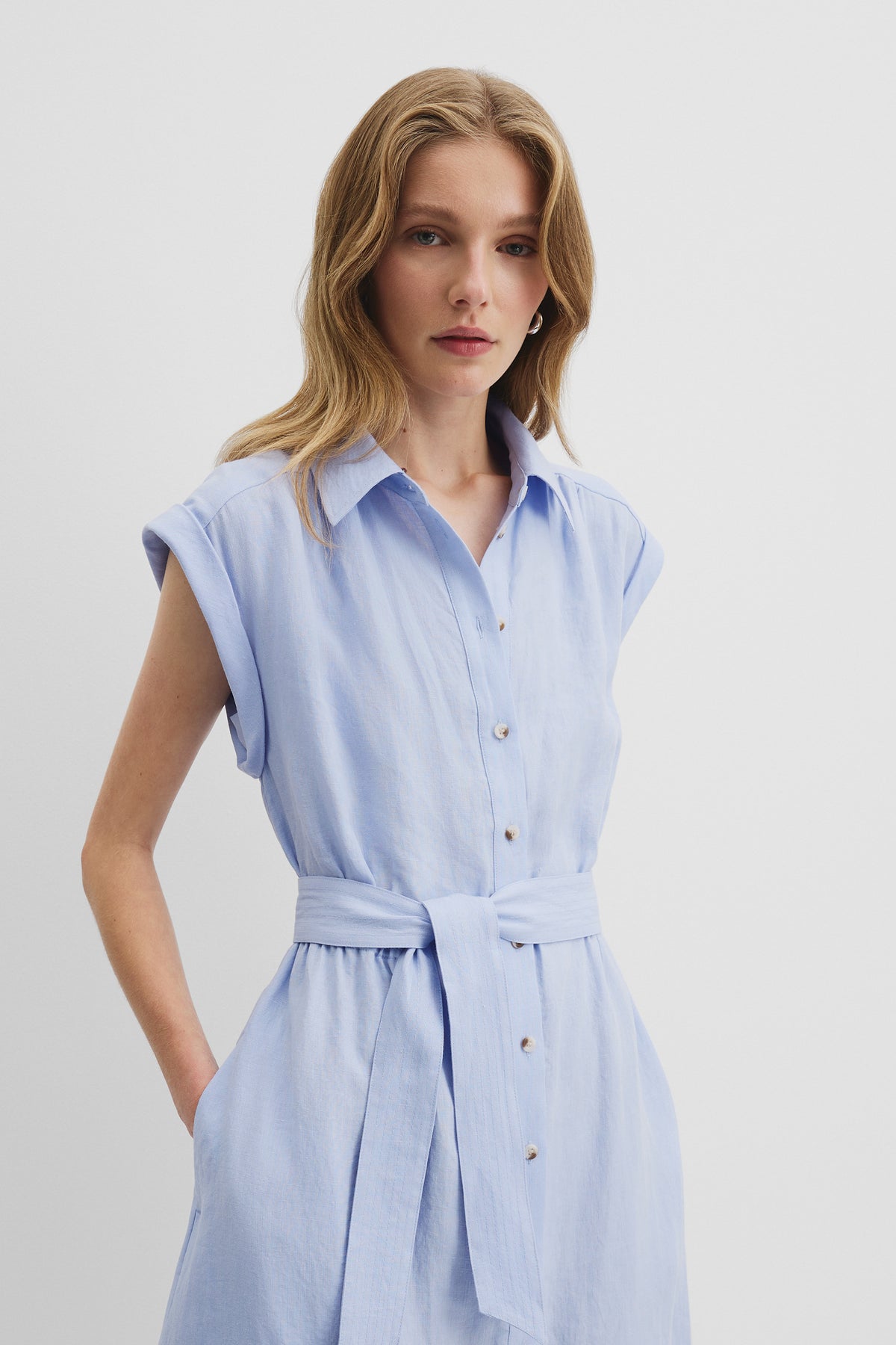Organically Grown Linen Tiered Midi Dress