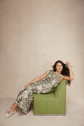 Organically Grown Linen Print Rouched Maxi Dress