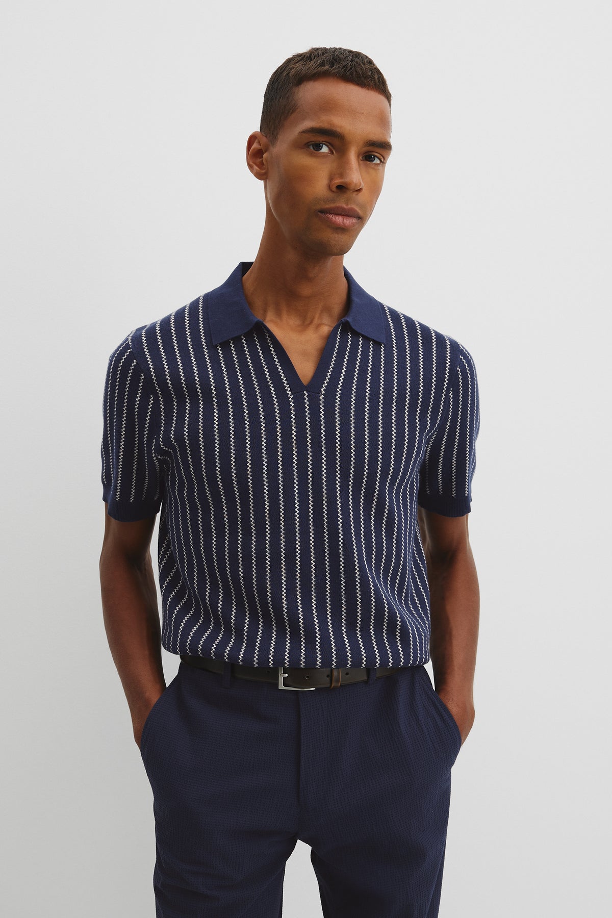 Organically Cotton Jacquard Stripe Polo