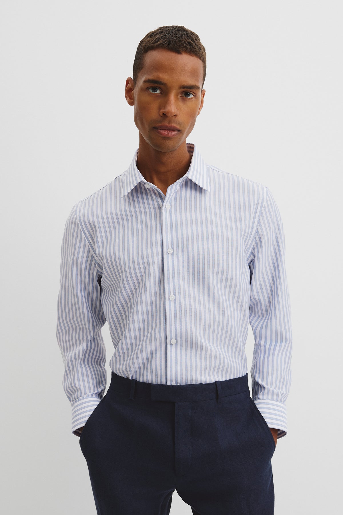 Slim Fit Stripe Travel Shirt