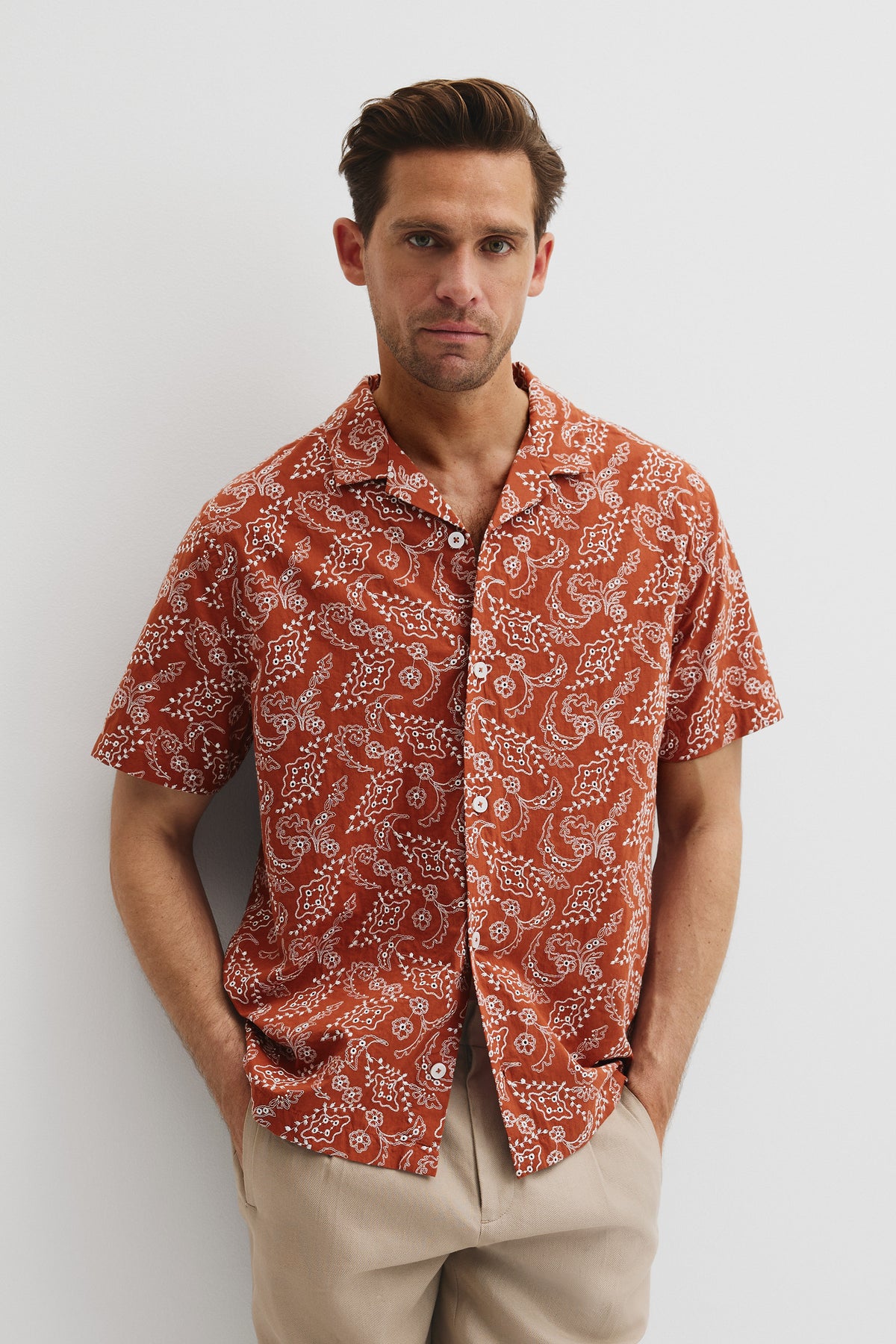 Cuban Embroidered Short Sleeve Shirt
