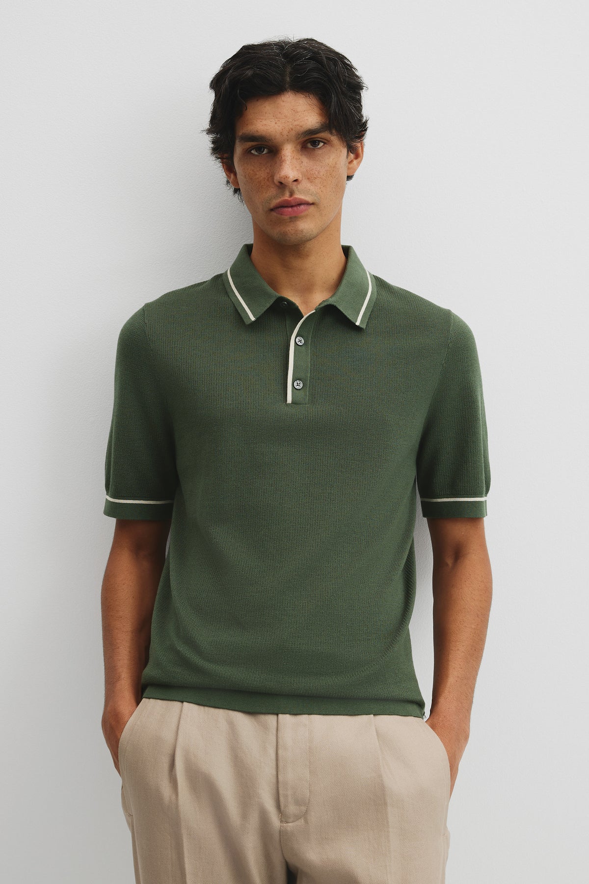 Australian Cotton Blend Silk Tipped Knit Polo