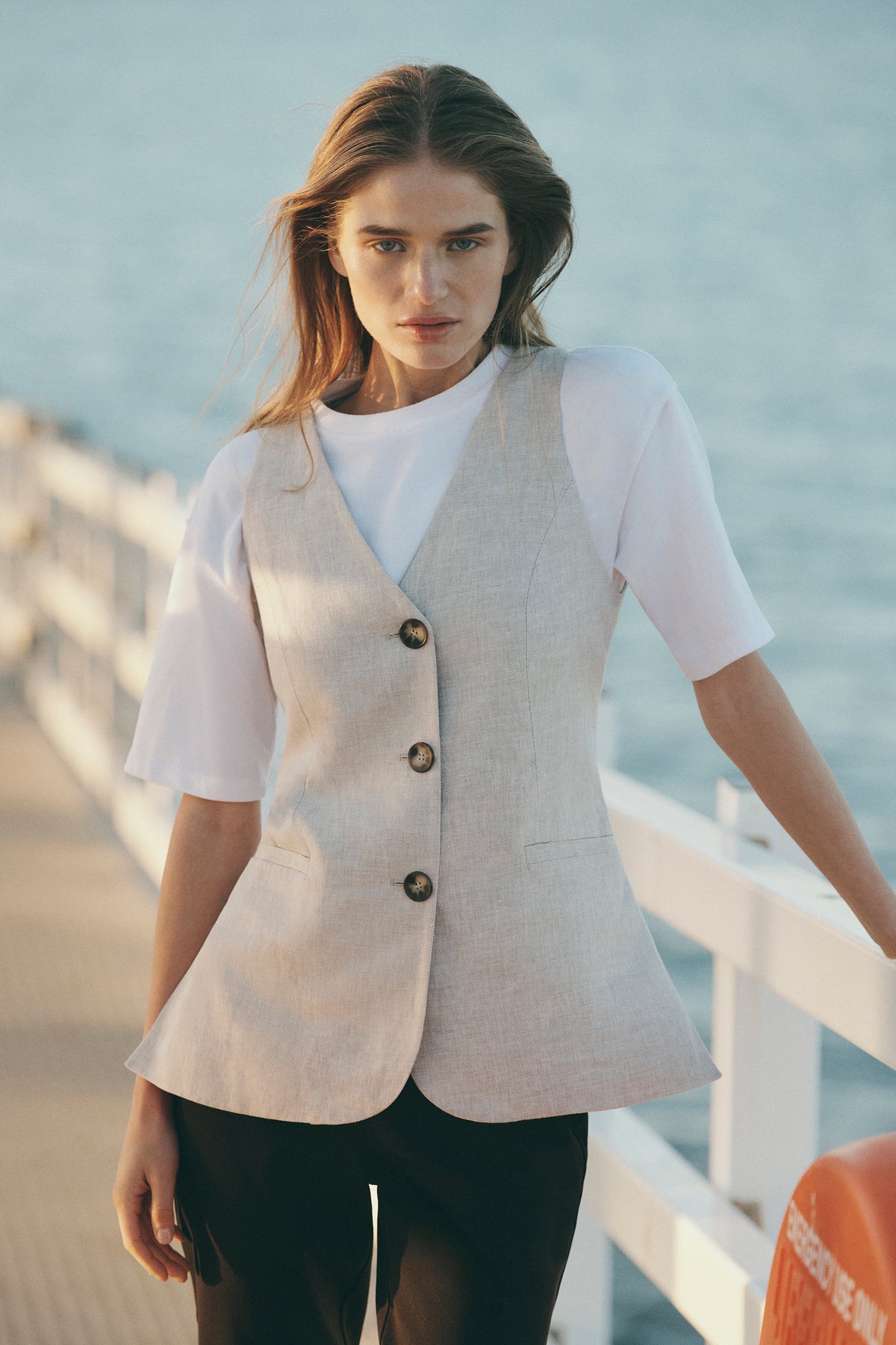 Linen A-Line Tailored Vest