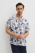 Tencel Mosaic Print Short Sleeve Shirt