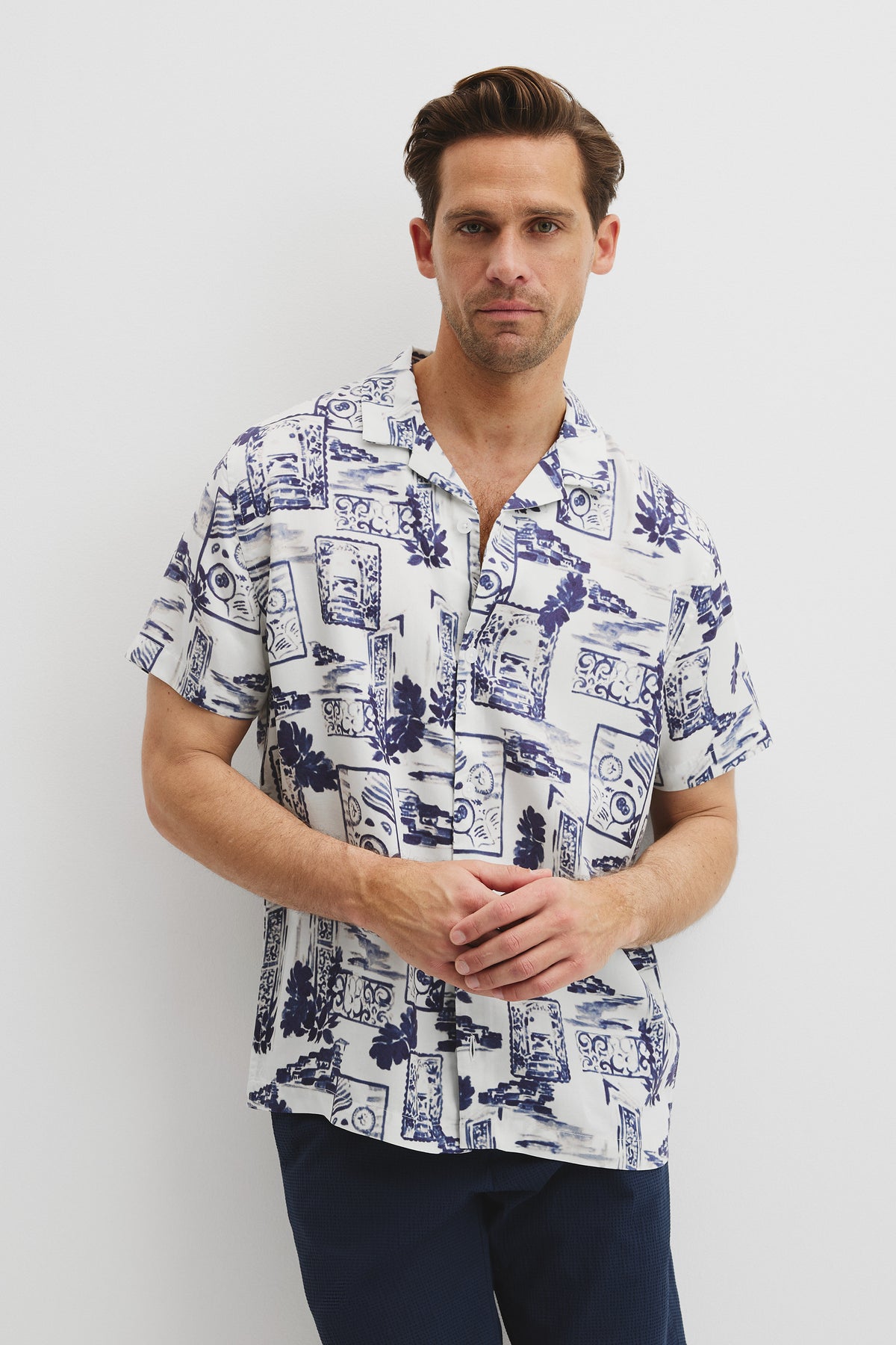 Tencel Mosaic Print Short Sleeve Shirt