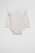 Organically Grown Cotton Frill Long Sleeve Logo Bodysuit