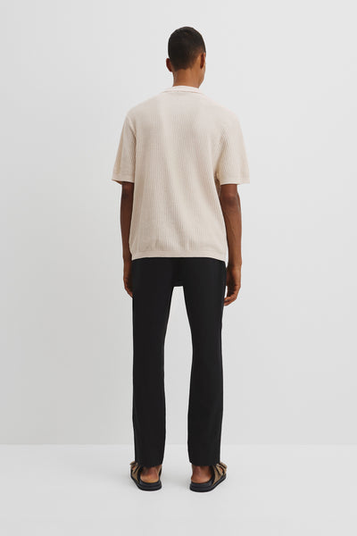 Short Sleeve Cotton Linen Knit Shirt