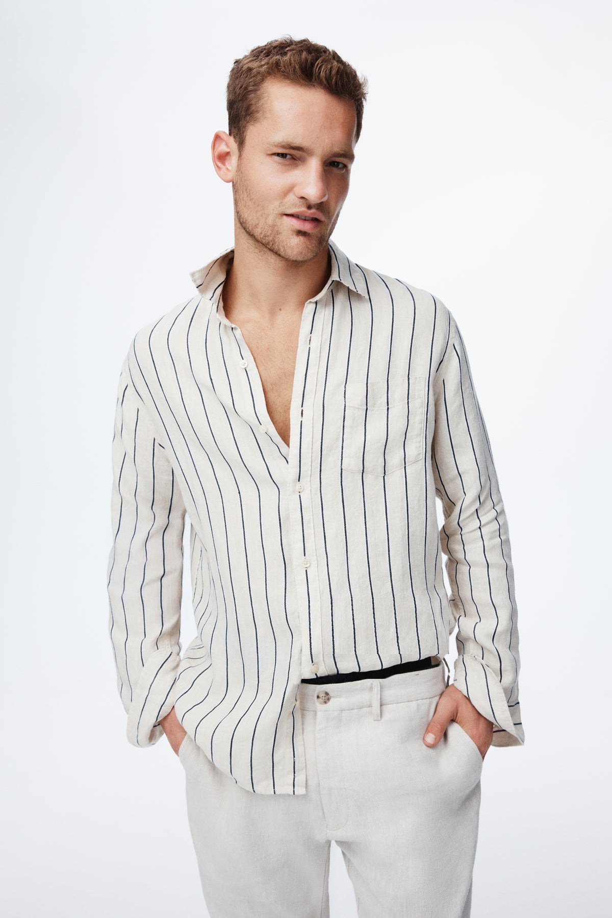 Regular Fit Organically Grown Linen Stripe Shirt