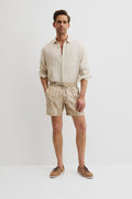 Organically Grown Linen Print 6" Drawcord Short