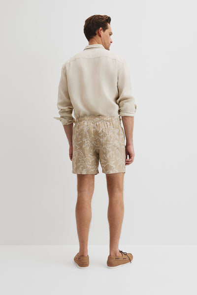 Organically Grown Linen Print 6" Drawcord Short