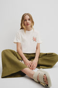 Teen Recycled Cotton Blend Floral Logo Embroidered T-Shirt