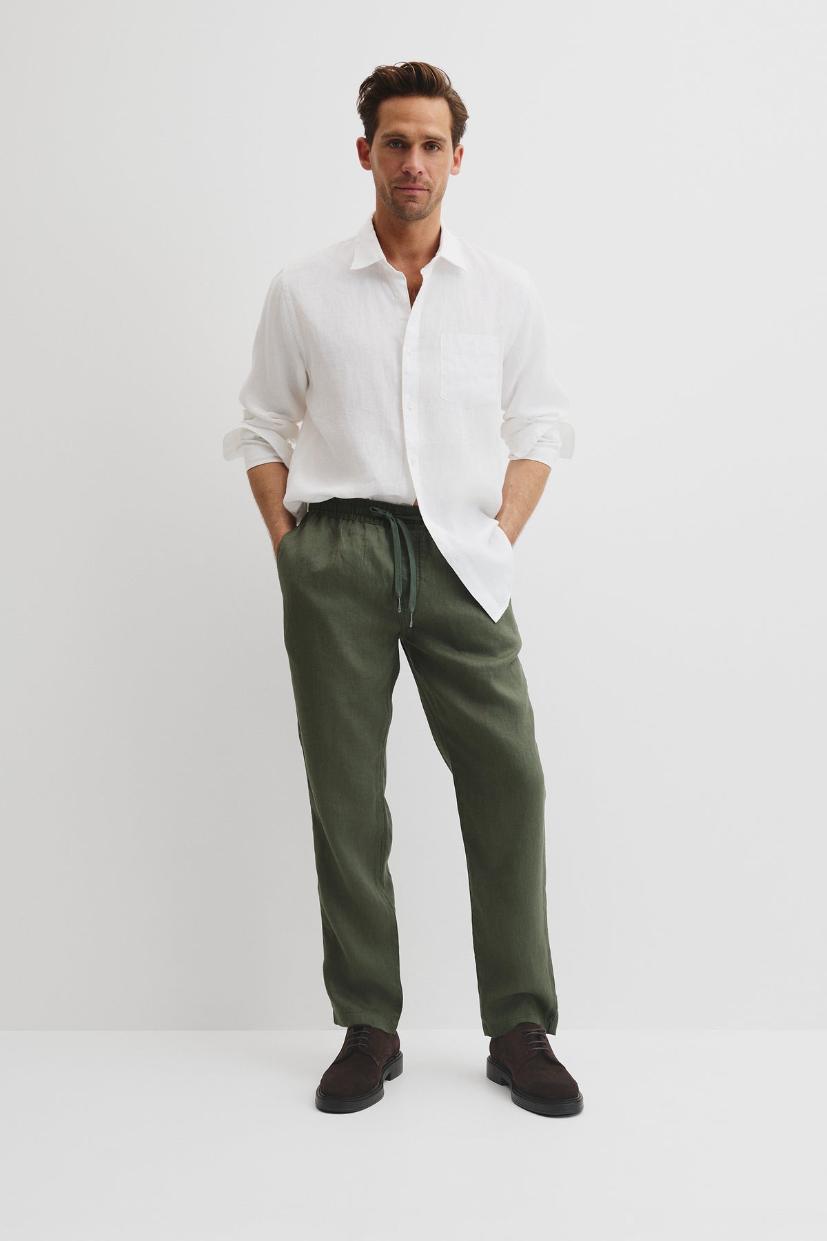 Relaxed Fit Organically Grown Linen Drawcord Pant