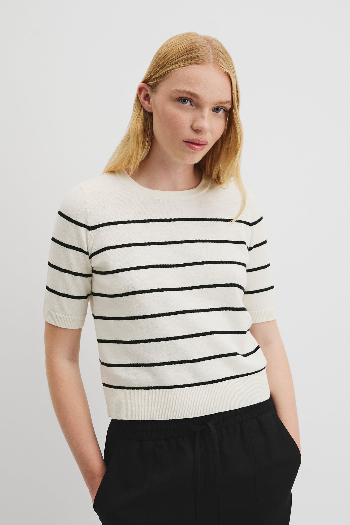 Organically Grown Cotton Linen Short Sleeve Knit T-Shirt