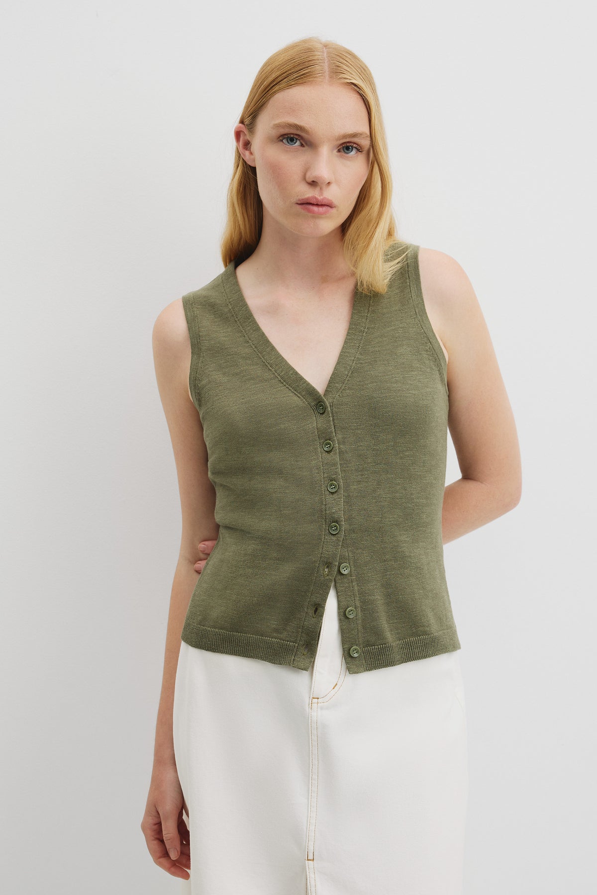 Organically Grown Cotton Linen Blend Vest