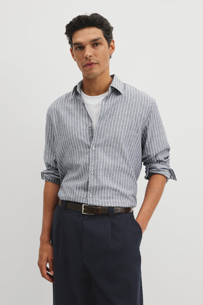 Regular Fit Cotton Linen Stripe Shirt