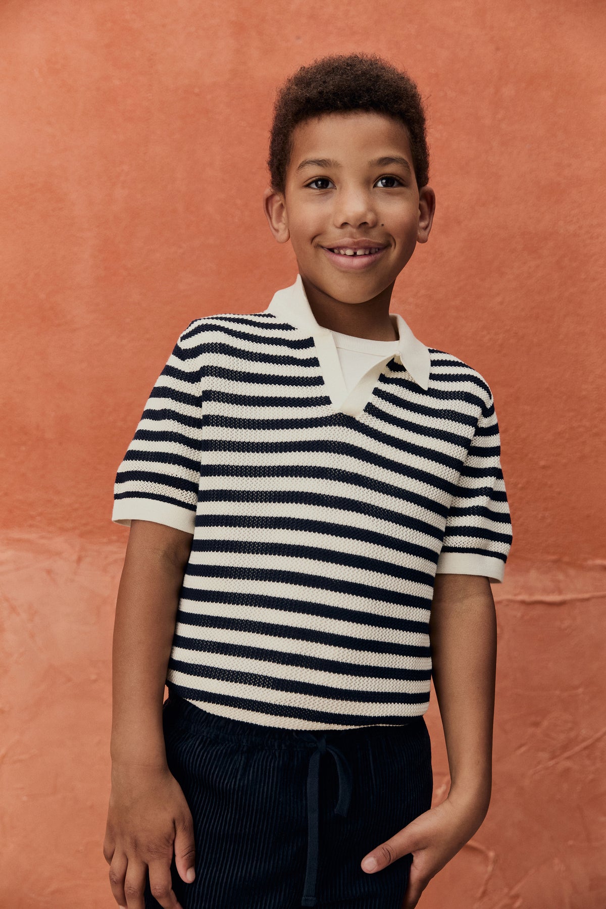 Open Neck Knit Polo