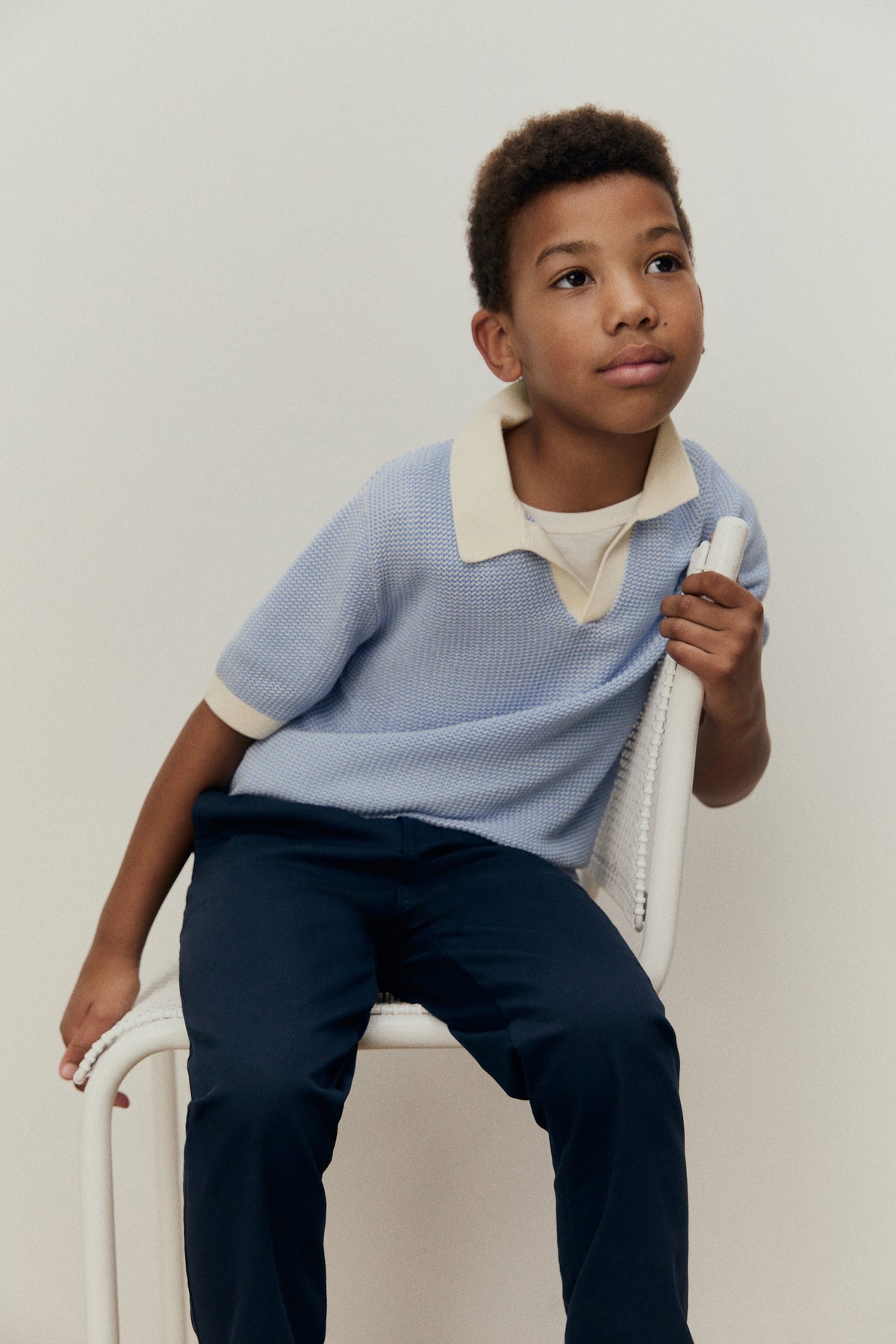 Open Neck Knit Polo