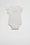 Organically Grown Cotton Blend Frill Short Sleeve Logo Bodysuit
