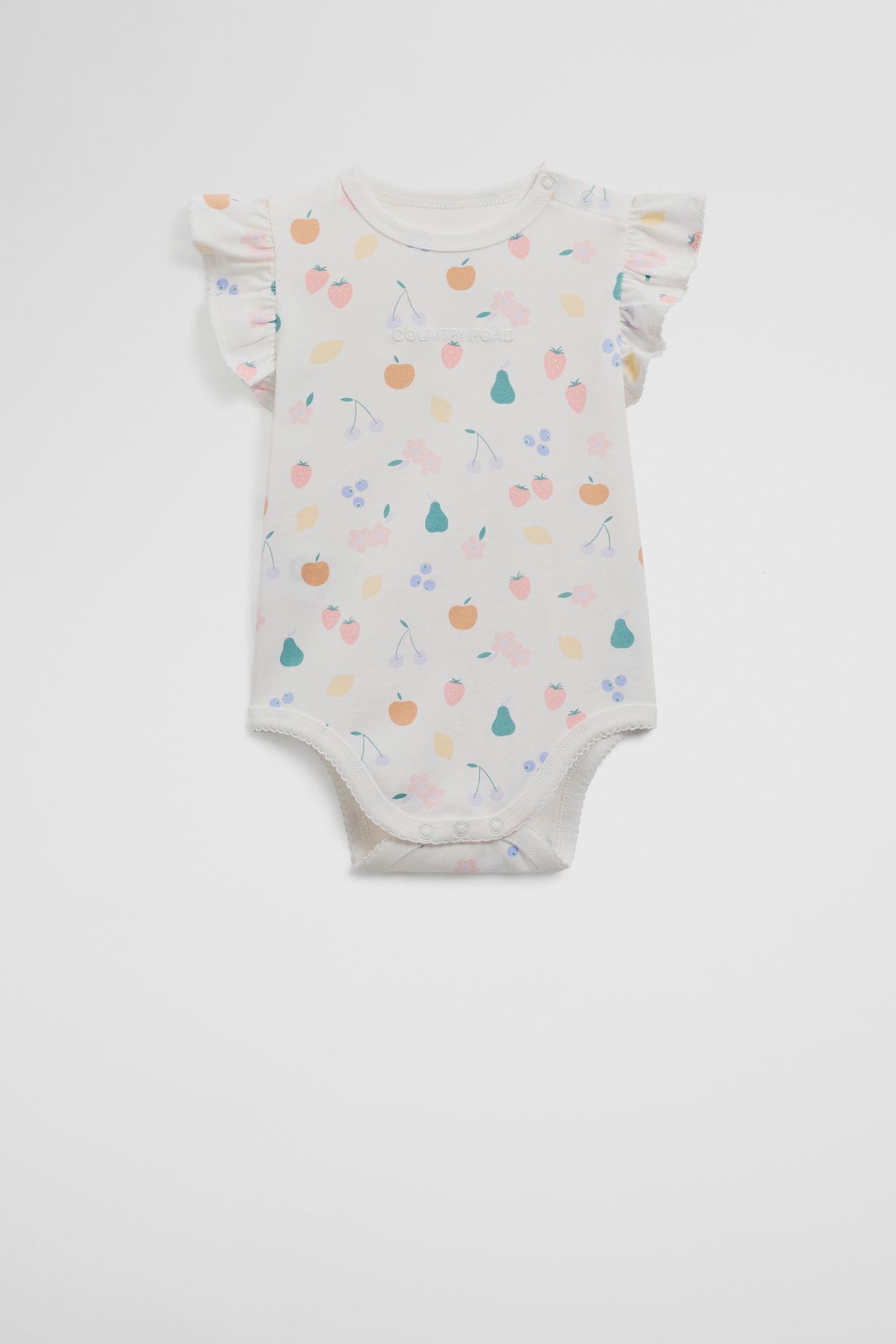 Organically Grown Cotton Frill Fruit Short Sleeve Bodysuit
