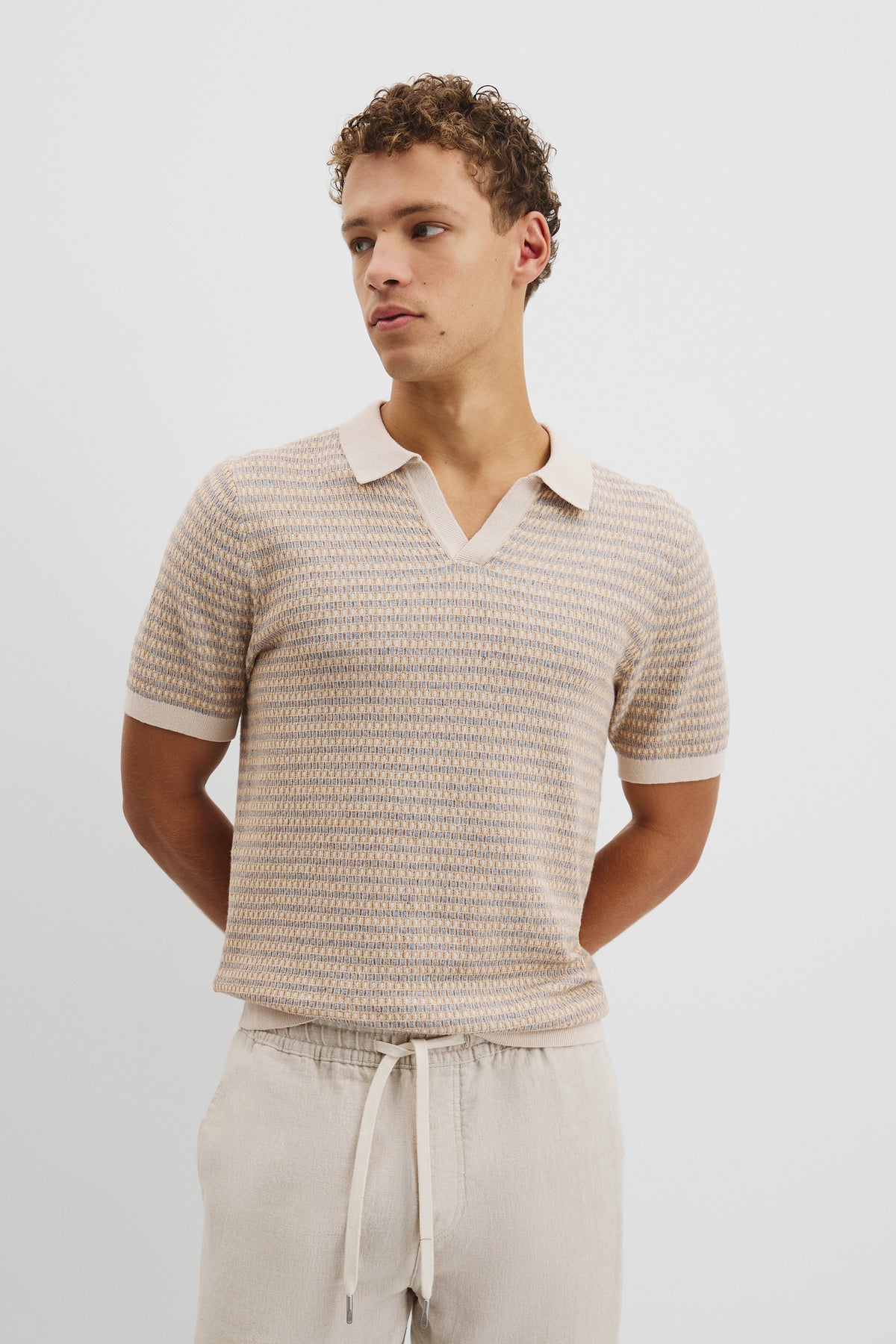 Cotton Linen Textured Check Knit