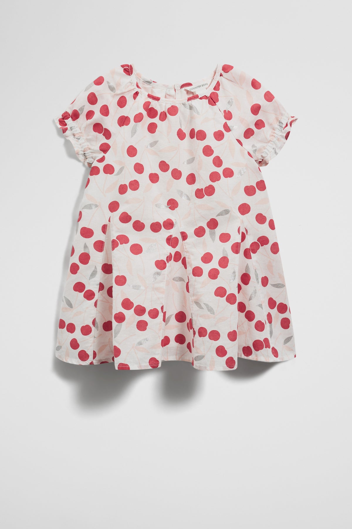 Short Sleeve Cherry Godet Dress