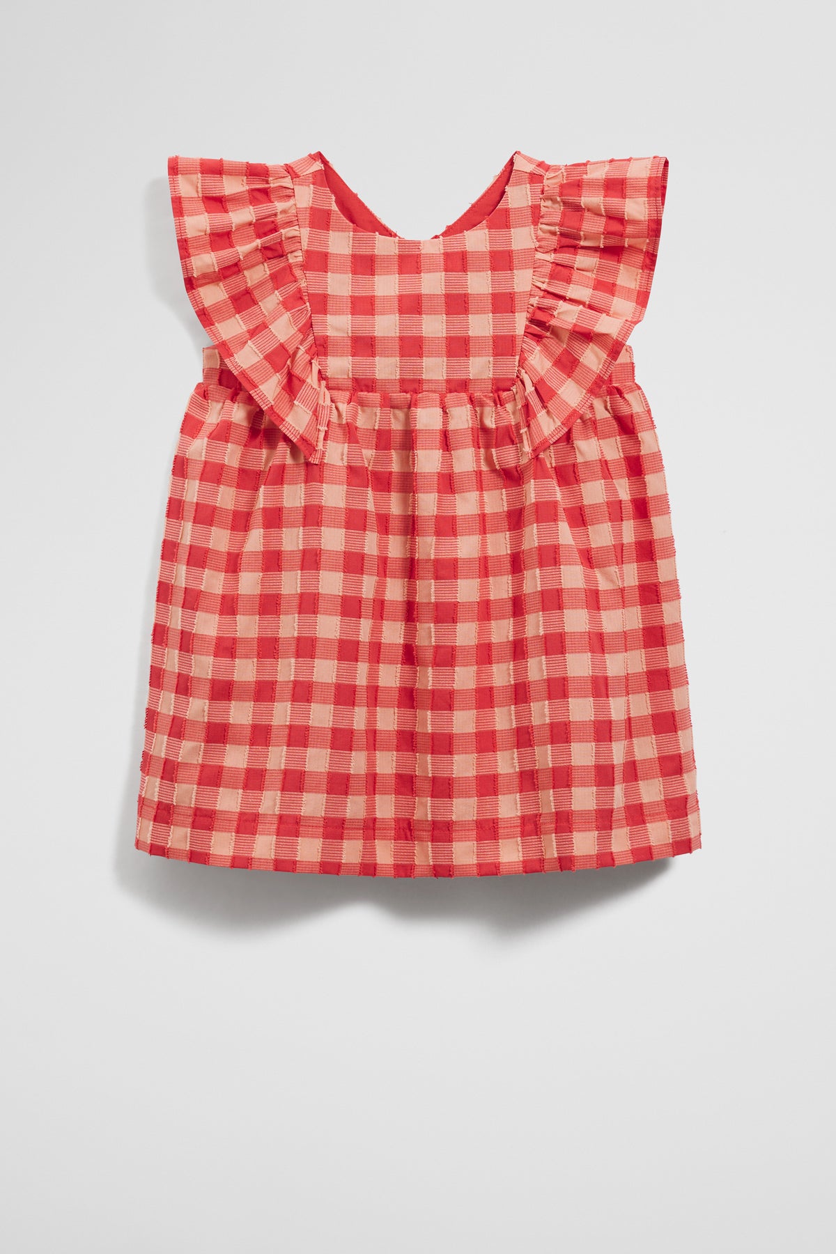 Gingham Flutter Sleeve Dress