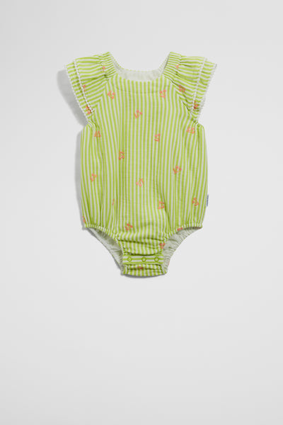 Stripe Embroidered Romper