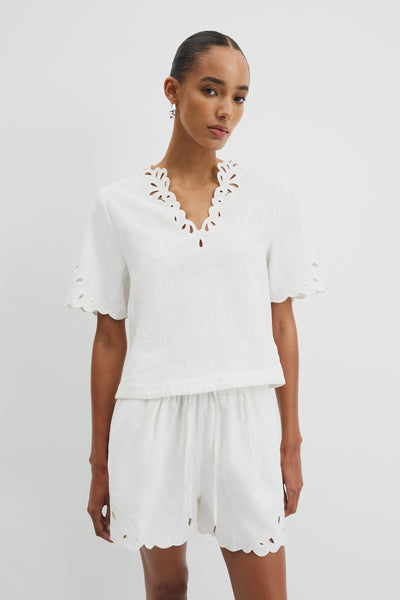 Cutwork Short Sleeve Popover