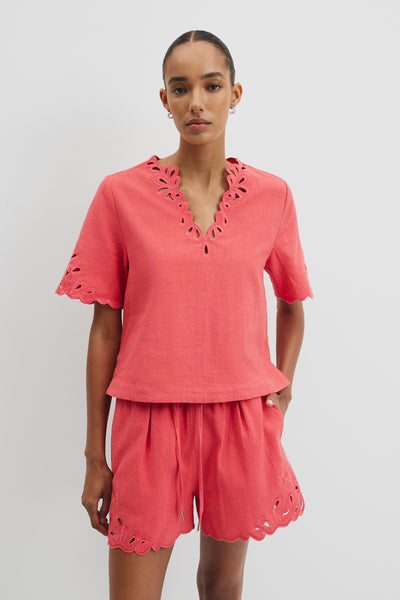 Cutwork Short Sleeve Popover