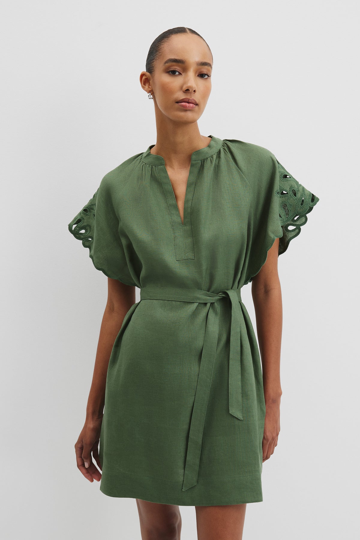 Cutwork Linen Mini Dress