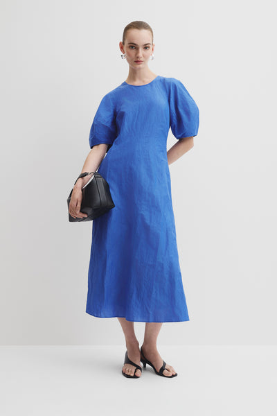 Blouson Sleeve Midi Dress
