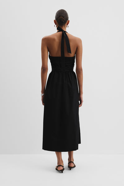 Organically Grown Cotton Halter Detail Midi Dress