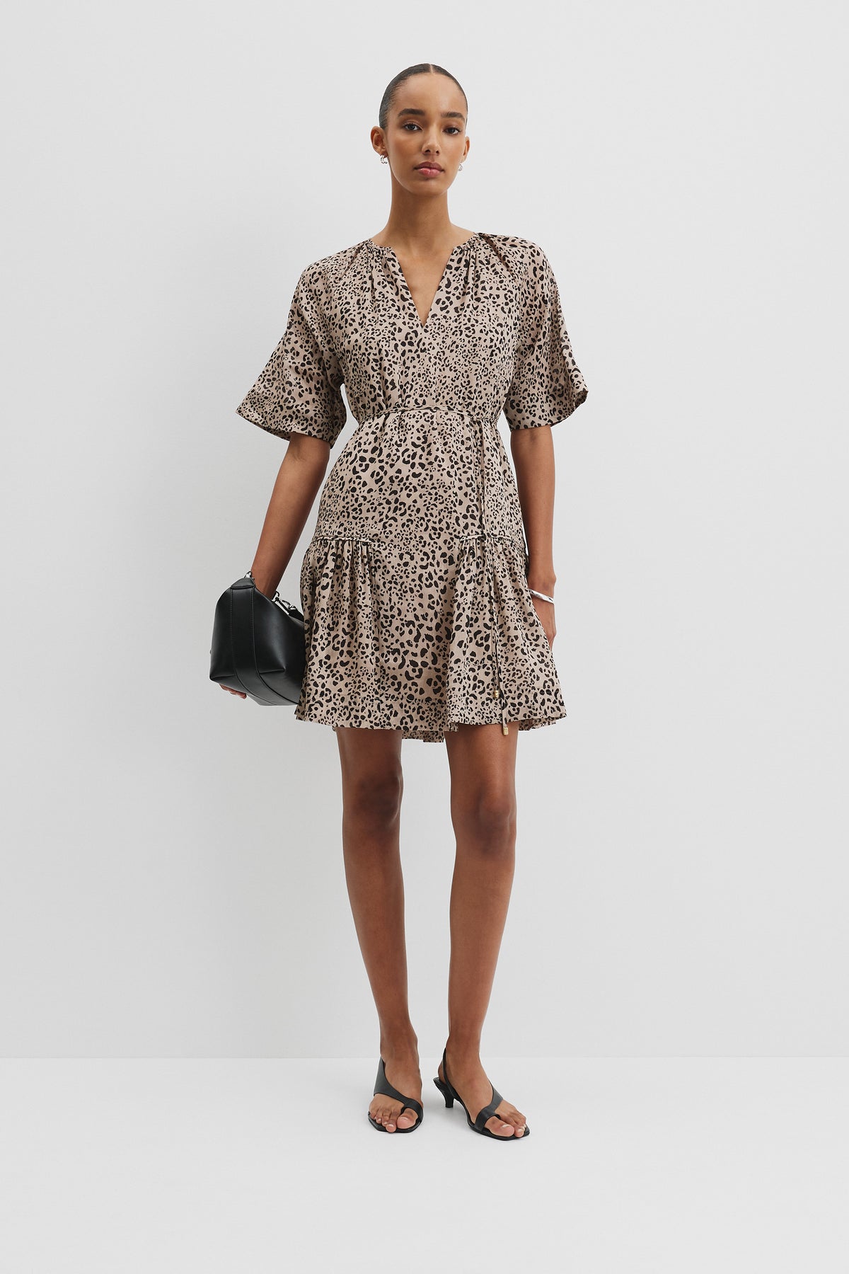 Print Tiered Mini Dress