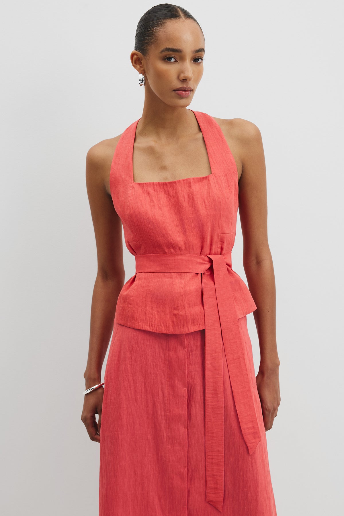 Organically Grown Linen Blend Halter Neck Top