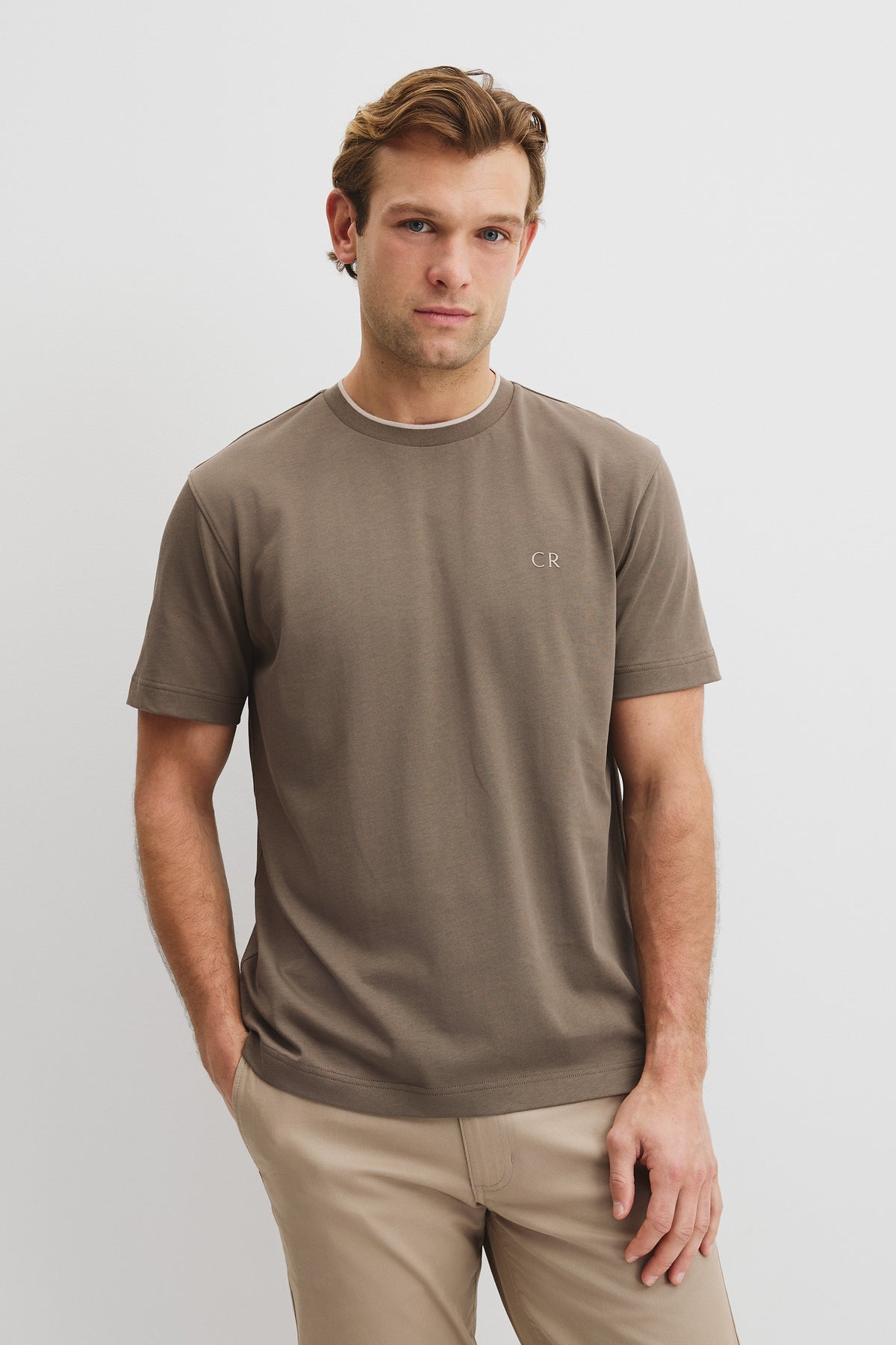 Australian Cotton Cr Logo Tipped T-Shirt