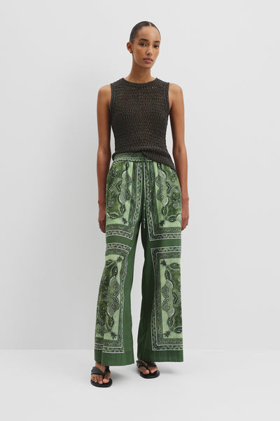 Scarf Print Pull-On Pant