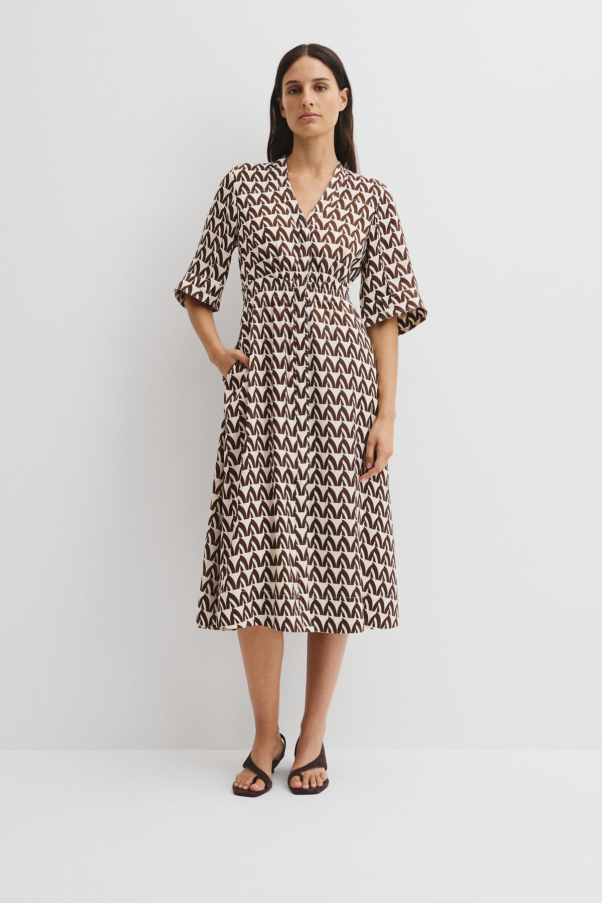 Print Elastic Detail Dress