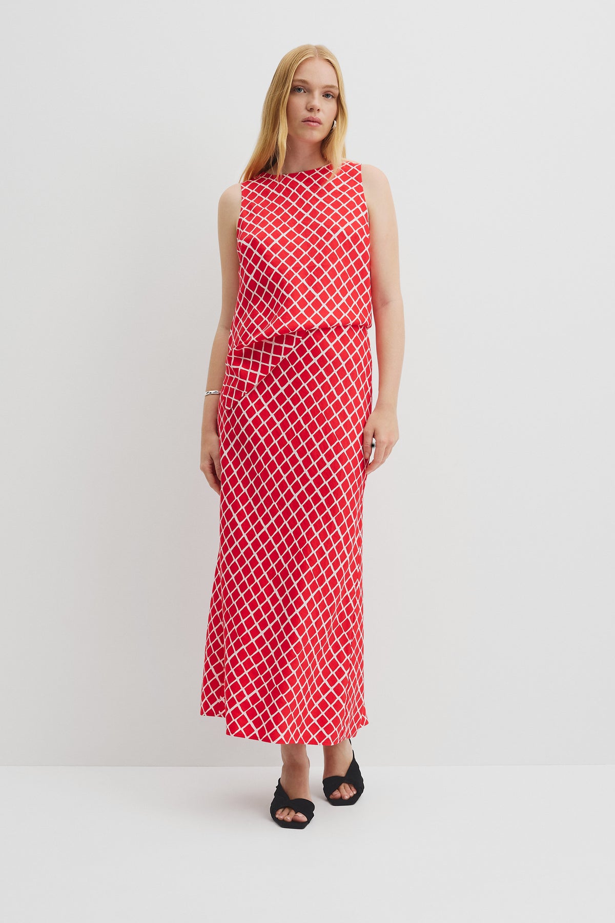 Draped Bias Print Skirt