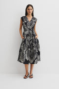 Print Tiered Midi Dress