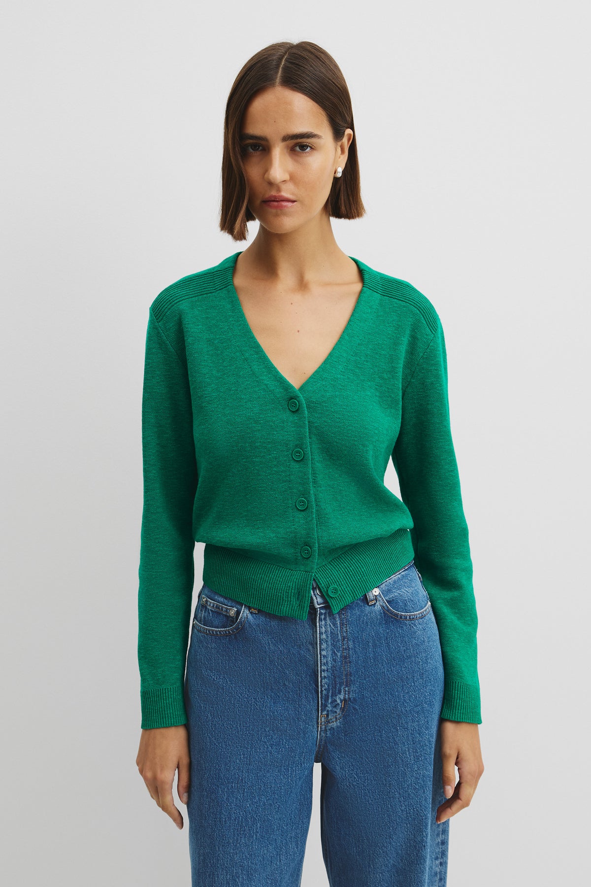 Organically Grown Cotton Linen Blend Knit Cardigan