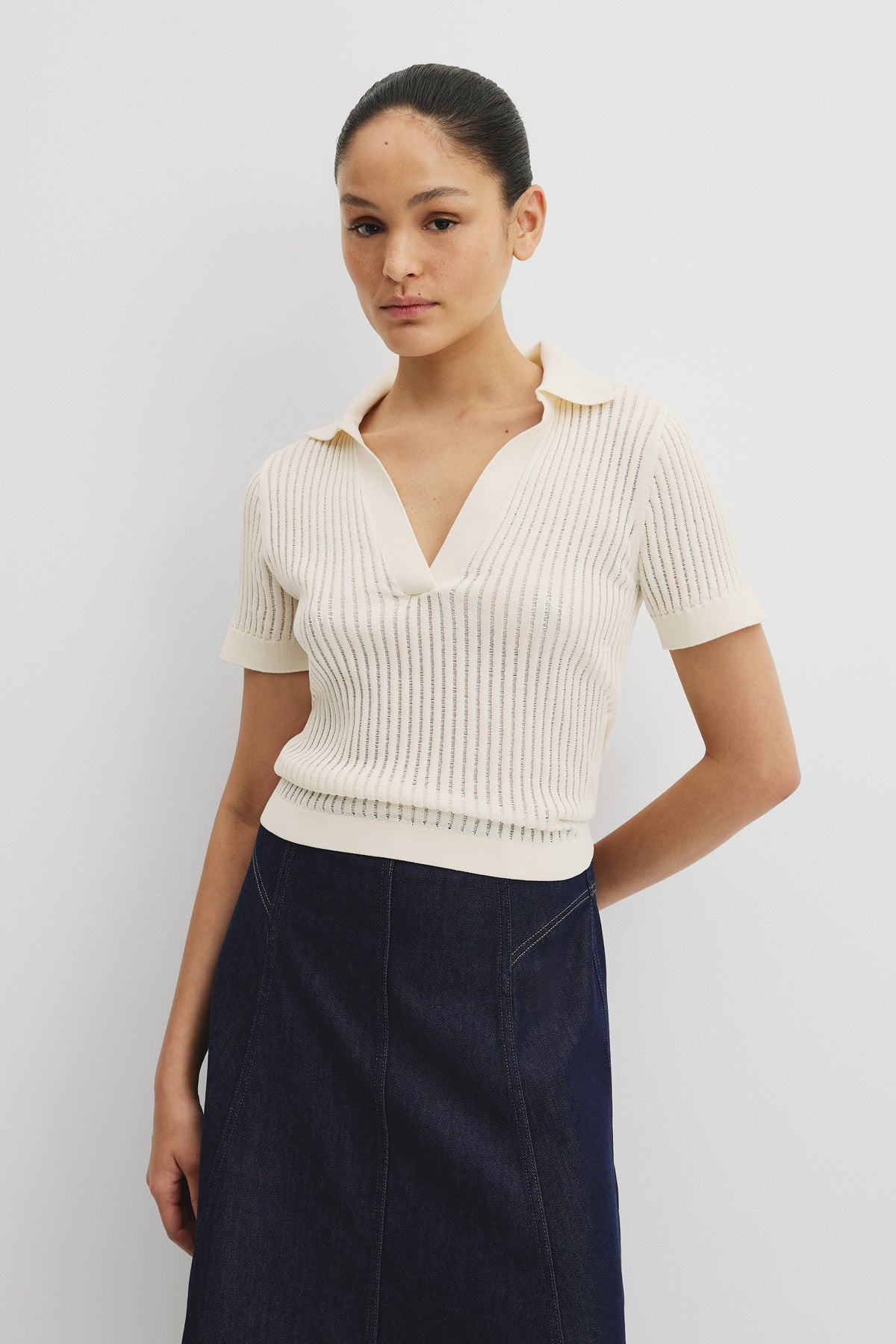 Organically Grown Cotton Sheer Rib Knit Polo