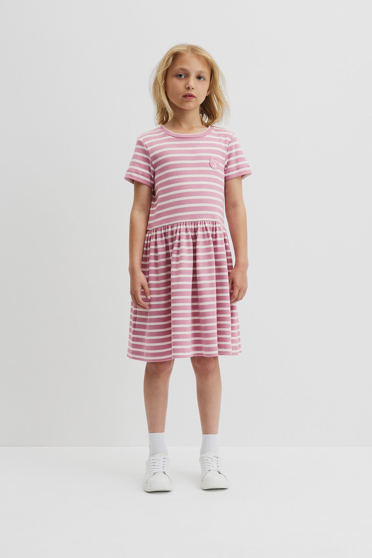 Gathered Rib T-Shirt Dress
