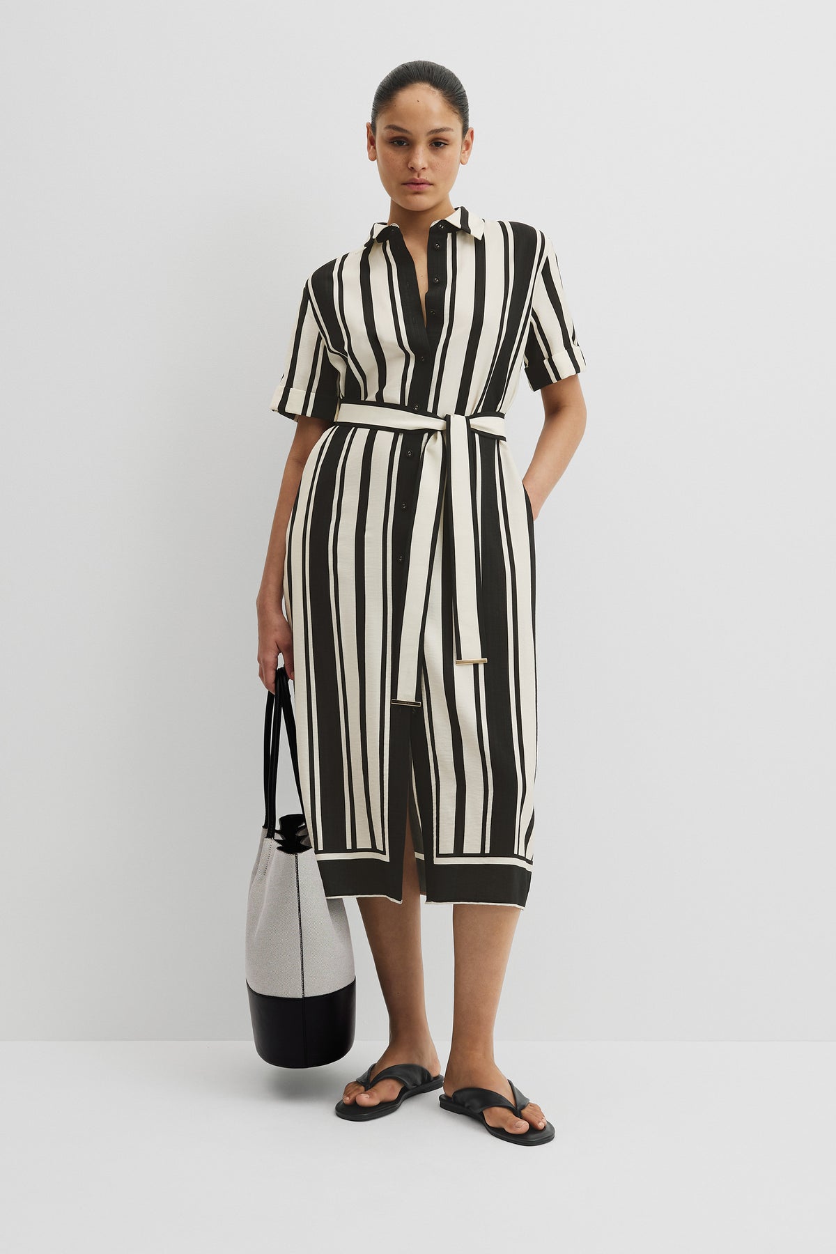 Stripe Midi Shirt Dress