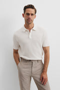 Australian Cotton Silk Blend Textured Knit Polo