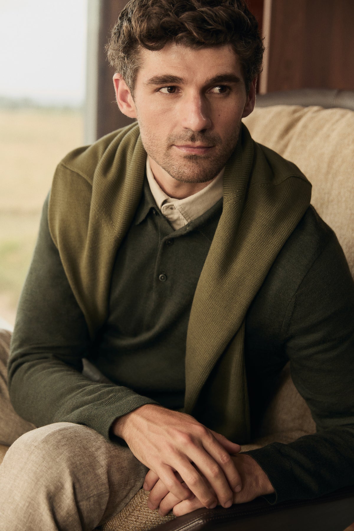 Australian Merino Long Sleeve Am Button Polo Knit